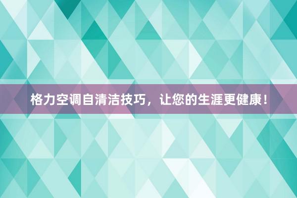 格力空调自清洁技巧，让您的生涯更健康！